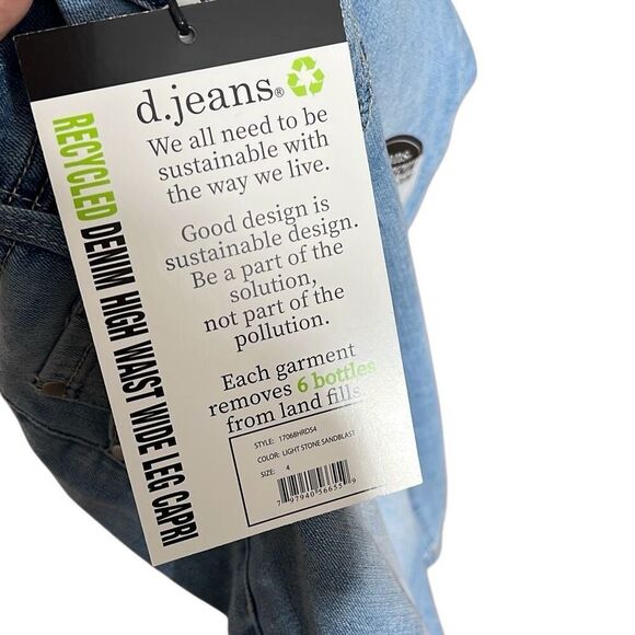 D. Jeans NWT Recycled Denim High Waist Wide Leg Capri Jeans Light Stone Size 4 - Picture 4 of 8